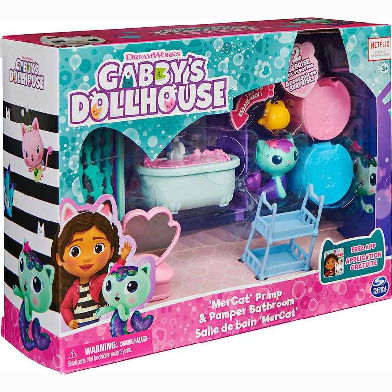 Spin Master Gabby’s Dollhouse Σετ δωμάτια κουκλόσπιτου Mercat’ Primp & Pamper Bathroom