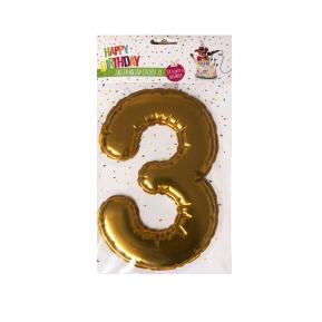 Happy Birthday Ballon Sticker 2 in 1 XL χρυσό 19cm No3