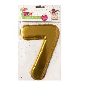 Happy Birthday Ballon Sticker 2 in 1 XL χρυσό 19cm No7