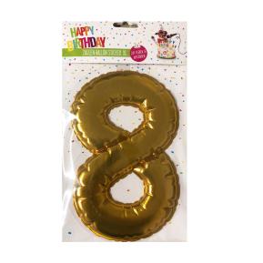 Happy Birthday Ballon Sticker 2 in 1 XL χρυσό 19cm No8