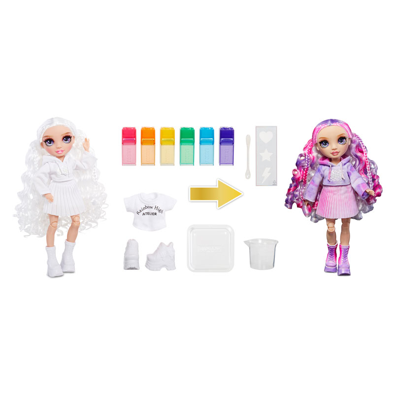 MGA Entertainment Kούκλα Raibow High Set Watercolor & Create Tie Dye (Μωβ Μάτια) 507581-EUC