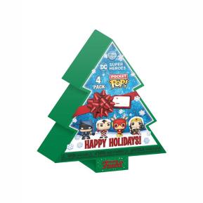 Funko Pocket Pop! 4-Pack DC Super Heroes – Happy Holidays Tree Box Vinyl Figures Keychain 65542