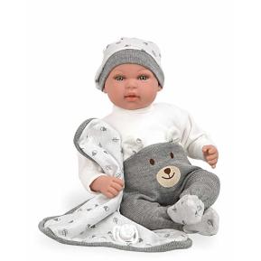 Arias Elegance Κούκλα Μωρό Mies 45cm με ήχο γέλιου & κουβέρτα γκρι 65352