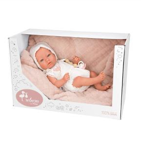 Arias Reborn Κούκλα Μωρό Maitane 38cm με ροζ κουβέρτα με σώμα βινυλίου 98105