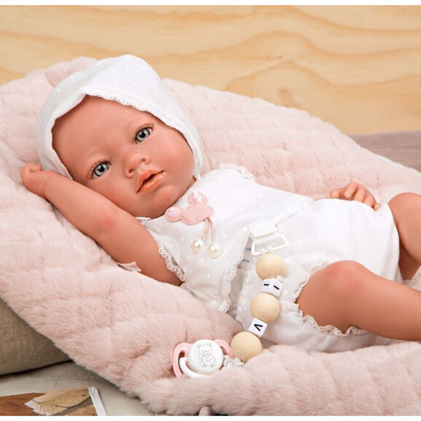 Arias Reborn Κούκλα Μωρό Maitane 38cm με ροζ κουβέρτα με σώμα βινυλίου 98105