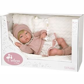 Arias Reborn Κούκλα Μωρό Abril 40cm με λευκή κουβέρτα και μαλακό σώμα και άκρα βινυλίου 98144