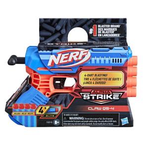 Hasbro Nerf Alpha Strike Claw QS-4 Blaster & 4 Elite Foam Darts F2218