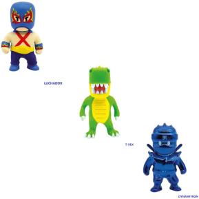 Just Toys Stumble Guys 3D Mini Figures S1 3 Pack Luchador,T-Rex & Dynamitron