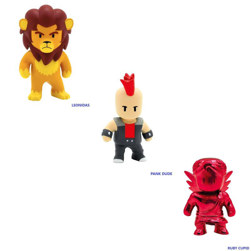 Just Toys Stumble Guys 3D Mini Figures S1 3 Pack Leonidas, Pank Dude & Ruby Cubid