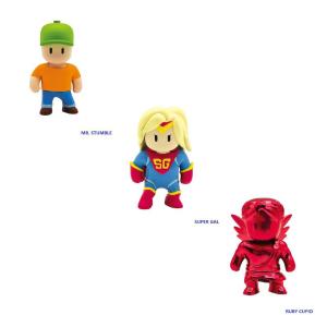 Just Toys Stumble Guys 3D Mini Figures S1 3 Pack Mr. Stumble, Super Gal & Ruby Cubid