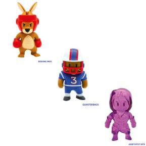 Just Toys Stumble Guys 3D Mini Figures S1 3 Pack Boxing Roo, Quarterback & Amethyst Nyx