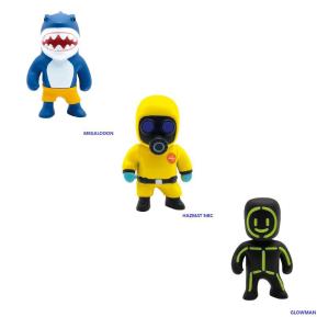 Just Toys Stumble Guys 3D Mini Figures S1 3 Pack Megalodon, Hazmat Nbc & Glowman