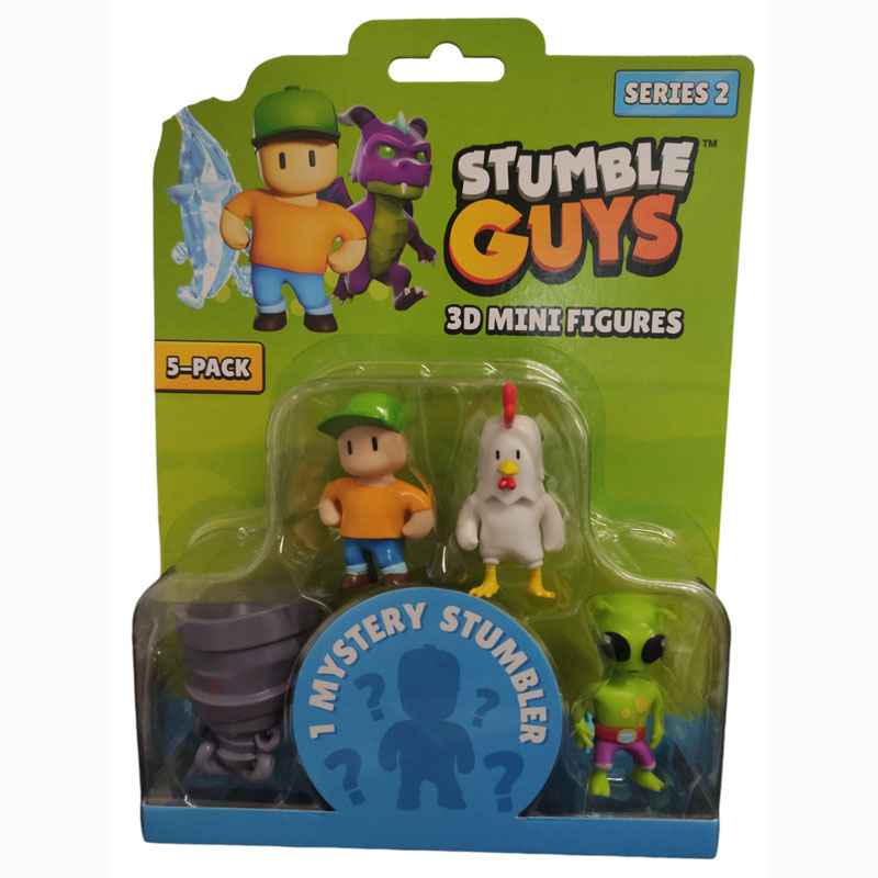 Just Toys Stumble Guys S2 3D Mini 5cm 5 pack- Mr.Stumble/Chicken/Twister/Green & 1 Mystery