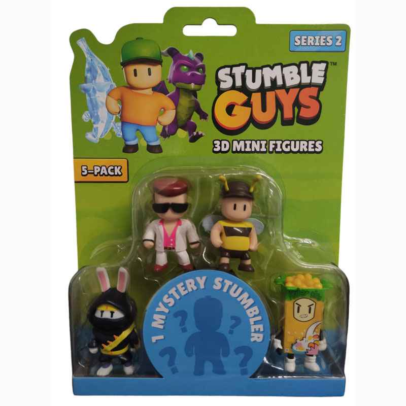 Just Toys Stumble Guys S2 3D Mini 5cm 5 pack- Disco Dan/Furiken/Cereal Killer/Stumblebee & 1 Mystery