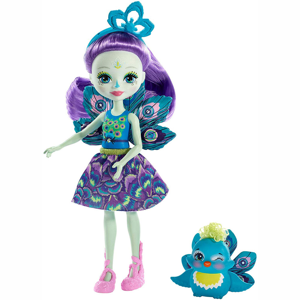 Mattel Enchantimals Κούκλα & Ζωάκι Φιλαράκι Patter Peacock & Flap