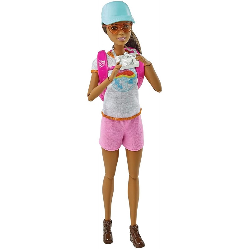 Mattel Barbie Wellness- Ημέρα Ομορφιάς Hiking Doll Μελαχρινή Κούκλα Με Κουταβάκι Και 9 Αξεσουάρ