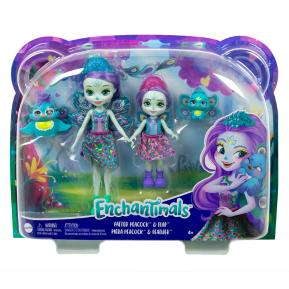 Mattel Enchantimals Κούκλα & Αδερφάκι Patter Peacock™ & Flap™/ Piera Peacock™ & Feather™