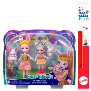 Λαμπάδα Mattel Enchantimals Κούκλα & Αδερφάκι Bree Bunny™ & Twist™ / Bedelia Bunny™ & Tappy™