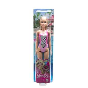 Mattel Barbie Beach Water Play Κούκλα Με Ροζ Μαγιό & Καρό Σχέδια