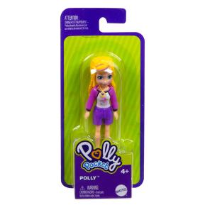 Mattel Polly Pocket Κούκλα 8,5cm με αξεσουάρ - Κούκλα Polly αθλητικά ρούχα μωβ & μενταγιόν (FWY19)