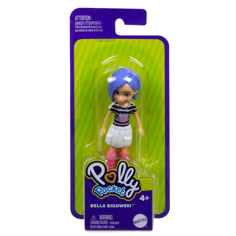 Mattel Polly Pocket Κούκλα 8,5cm με αξεσουάρ - Bella Bigowski ριγέ μπουζάκι-άσπρη φούστα