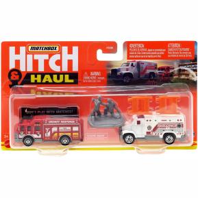 Mattel Matchbox Οχήματα - Σετ Ρυμούλκησης  Hitch & Haul Fire Rescue Hazard Squad & MBX Ambulance