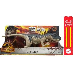 Λαμπάδα Mattel Jurassic World Δεινόσαυρος Extreme Damage Allosaurus με Ήχους 45cm HFK06