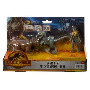 Mattel Jurassic World Σετ Maisie & Velociraptor Beta