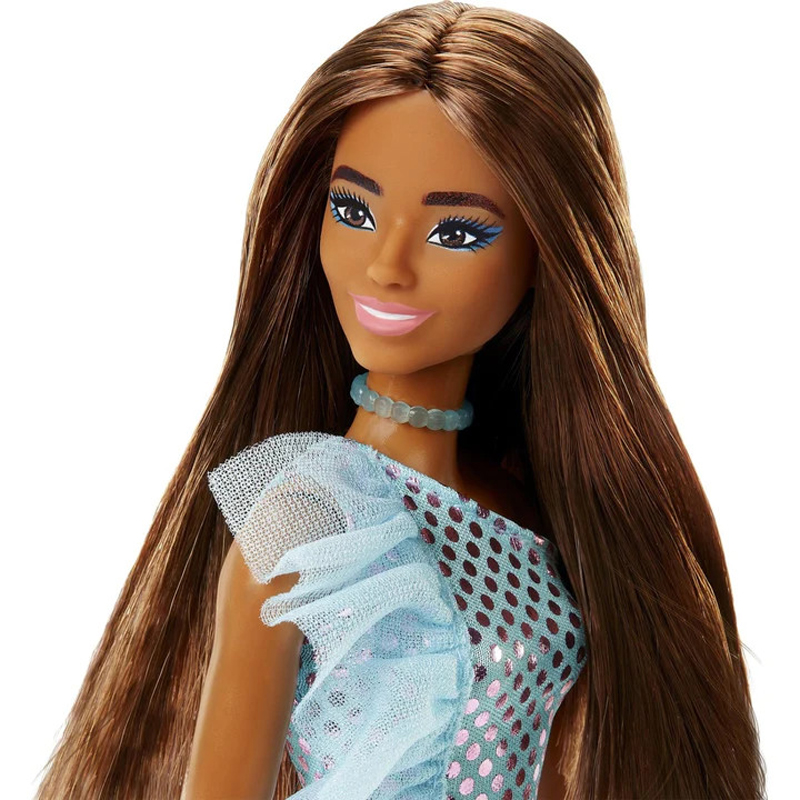 Mattel Barbie Μοντέρνα Φορέματα Μελαχρινή Μπλε Φόρεμα