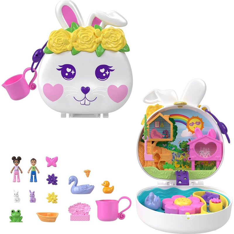 Λαμπάδα Mattel Polly Pocket Μίνι Ο Κόσμος της Polly Σετ Flower Garden Bunny Compact