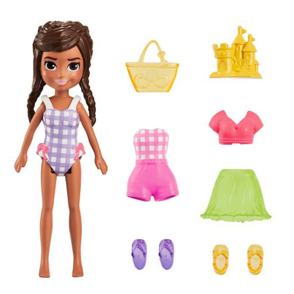 Mattel Polly Pocket - Νέα Κούκλα με μόδες Mini pack Beach Fashion