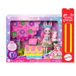 Λαμπάδα Mattel Enchantimals City Baby BFFS - Κούκλα & Ζωάκια φιλαράκια έκπληξη Bree Bunny & Twist