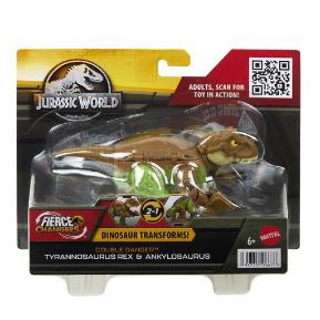 Mattel Jurassic World Fierce Changers Δεινόσαυροι 2 σε 1 Tyrannosaurus Rex & Ankylosaurus