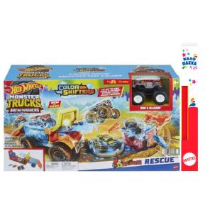 Λαμπάδα Mattel Hot Wheels Σετ παιχνιδιού Χρωμοκεραυνών Monster Trucks Πυροσβεστικό HPN73