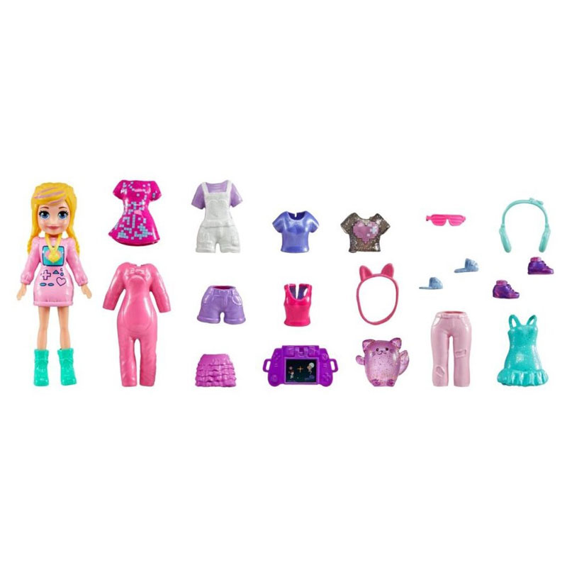 Mattel Polly Pocket - Νέα Κούκλα με μόδες μεσαίο pack Gaming