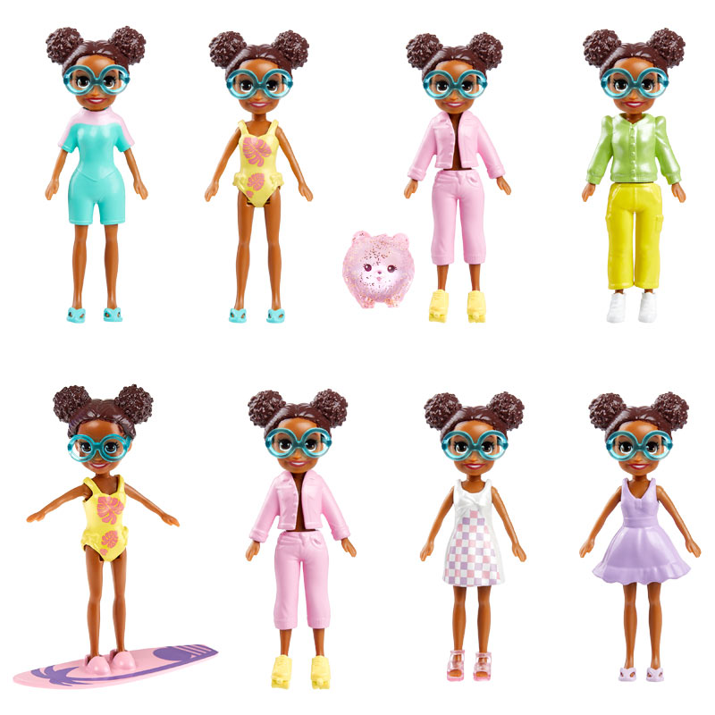 Mattel Polly Pocket - Νέες Κούκλες με μόδες μεγάλο pack Surf Sunset Fashion Pack