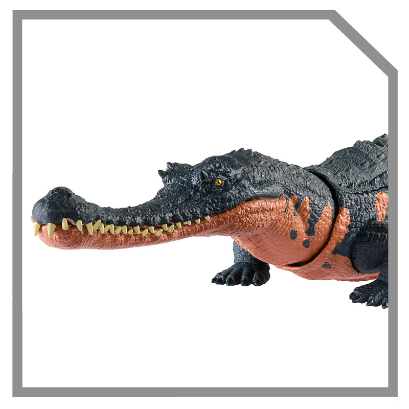 Mattel Jurassic World Νέοι Δεινόσαυροι με κινούμενα μέλη, λειτούργια επίθεσης & ήχους Gryposuchus