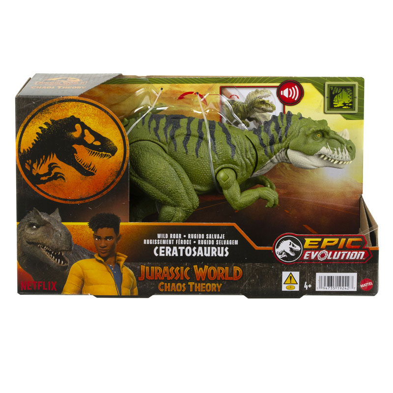 Mattel Jurassic World D Νέοι Δεινόσαυροι με κινούμενα μέλη, λειτούργια επίθεσης & ήχους Ceratosaurus