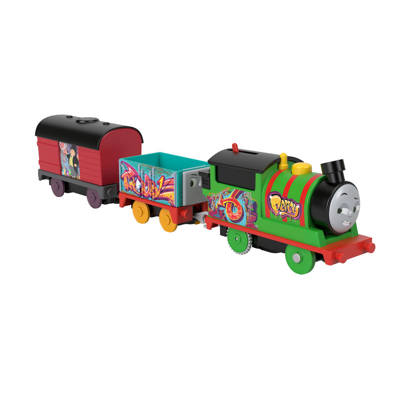 Fisher Price Thomas The Train - Μηχανοκίνητα Τρένα Με 2 Βαγόνια Graffiti Percy