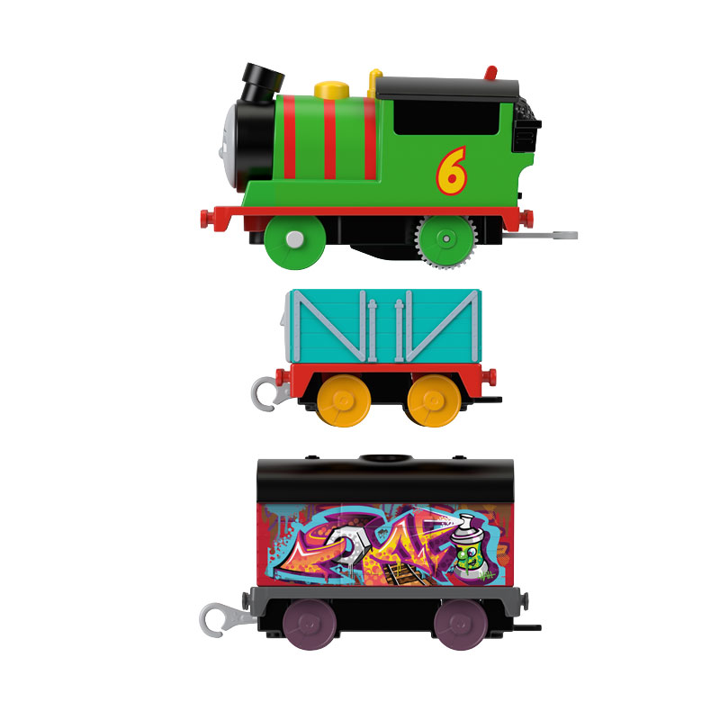 Fisher Price Thomas The Train - Μηχανοκίνητα Τρένα Με 2 Βαγόνια Graffiti Percy