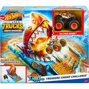Mattel Hot Wheels Monster Trucks Hw Tiger Shark Treasure Chomp Challenge Playset