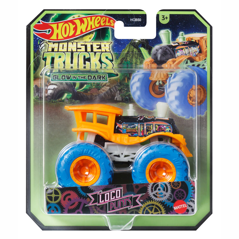 Mattel Hot Wheels Metal Monster Truck - Glow in The Dark Loco Punk