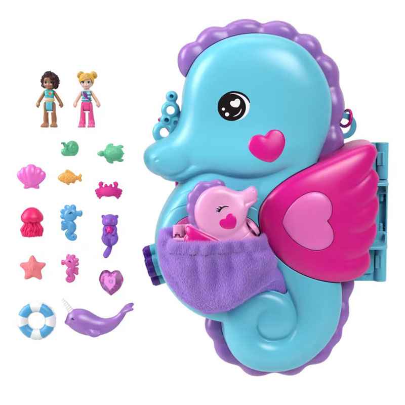 Mattel Polly Pocket Θήκη - Τσαντάκι Seahorse Daddy & Me HWP03