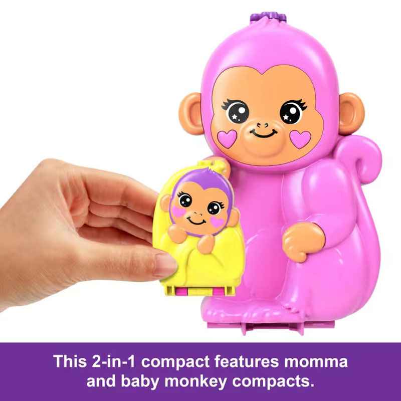 Mattel Polly Pocket Θήκη - Τσαντάκι Momma Monkey & Baby HWP04