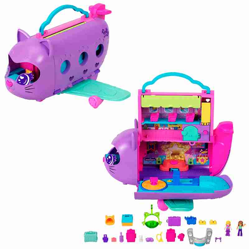 Mattel Polly Pocket Kitty Airways Playset Μίνι Αεροπλάνο Γατάκι HWP19