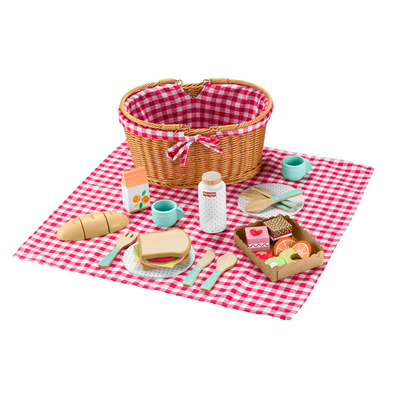 Fisher-Price® Wooden Picnic Basket And Food Pretend Play Set