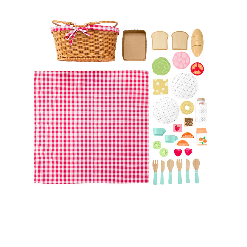 Fisher-Price® Wooden Picnic Basket And Food Pretend Play Set