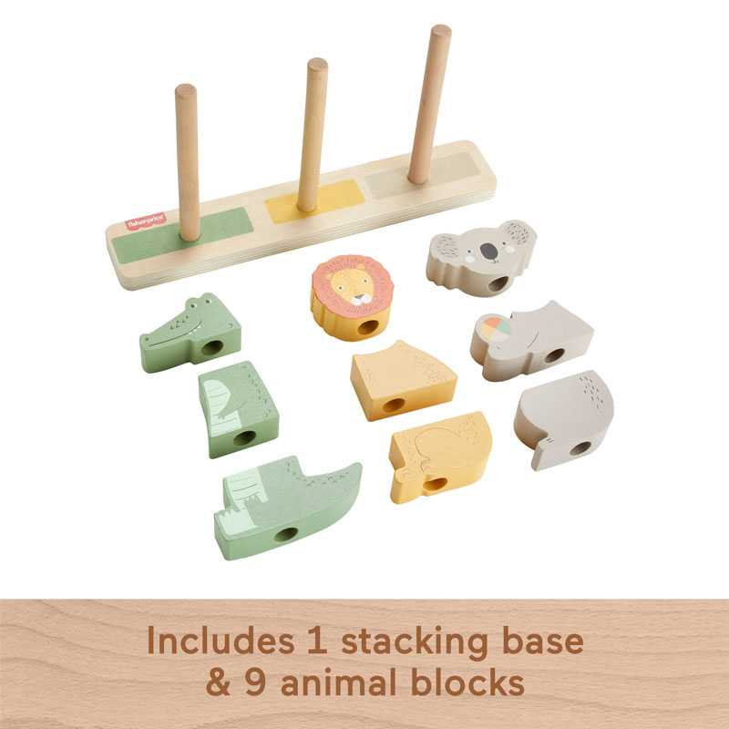 Fisher Price Wooden Stack & Sort Animals Ξύλινα Ζωάκια HXV04