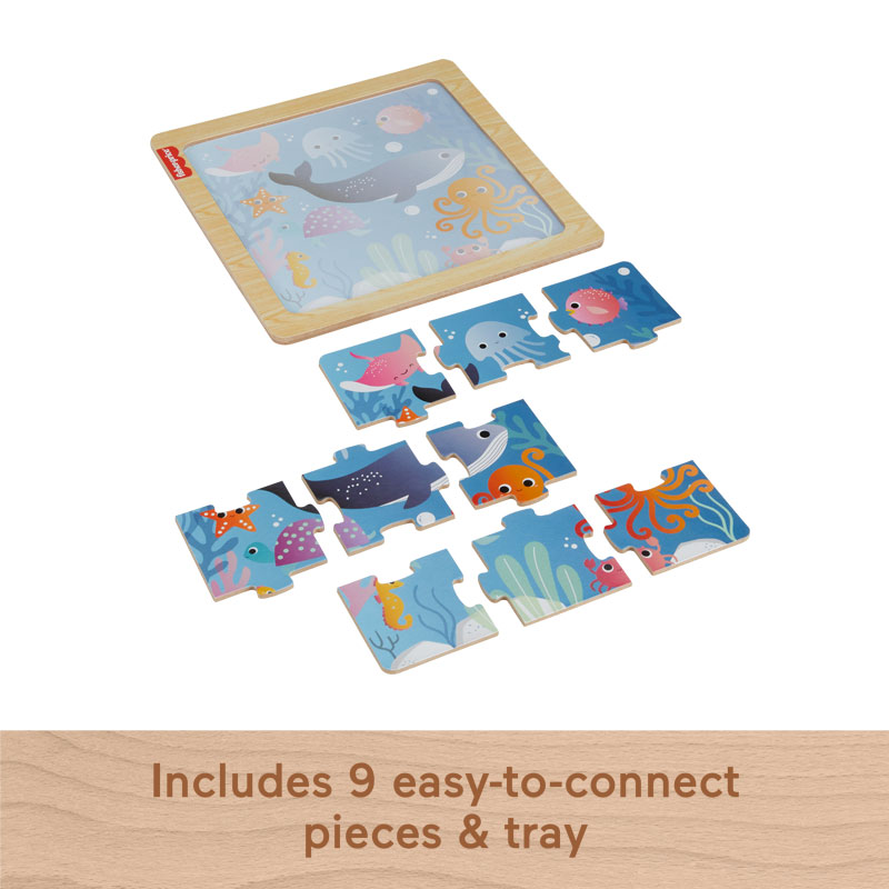 Fisher Price Wooden Jigsaw Puzzle Ocean Theme Μίνι Ξύλινο Παζλ Ζωάκια του βυθού