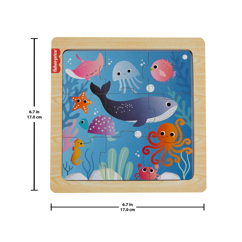 Fisher Price Wooden Jigsaw Puzzle Ocean Theme Μίνι Ξύλινο Παζλ Ζωάκια του βυθού